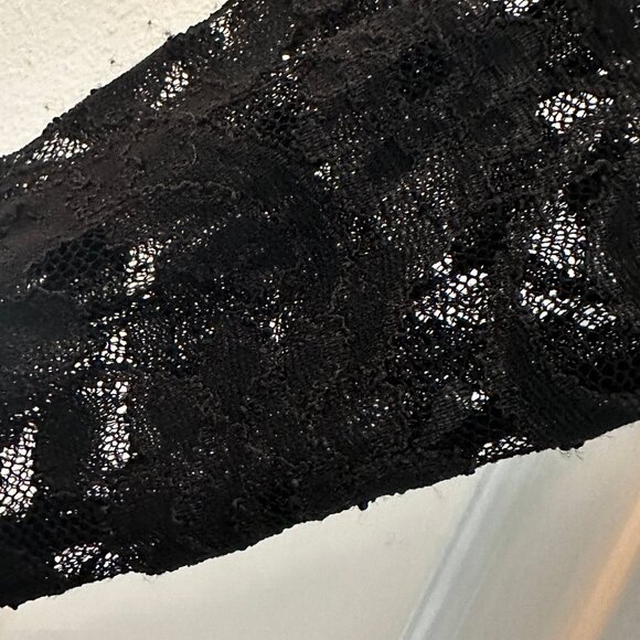 NWT Bisou Bisou Women`s Black Lace Bodysuit Blouse Lace-up Back SEXY! Size L - Picture 6 of 14